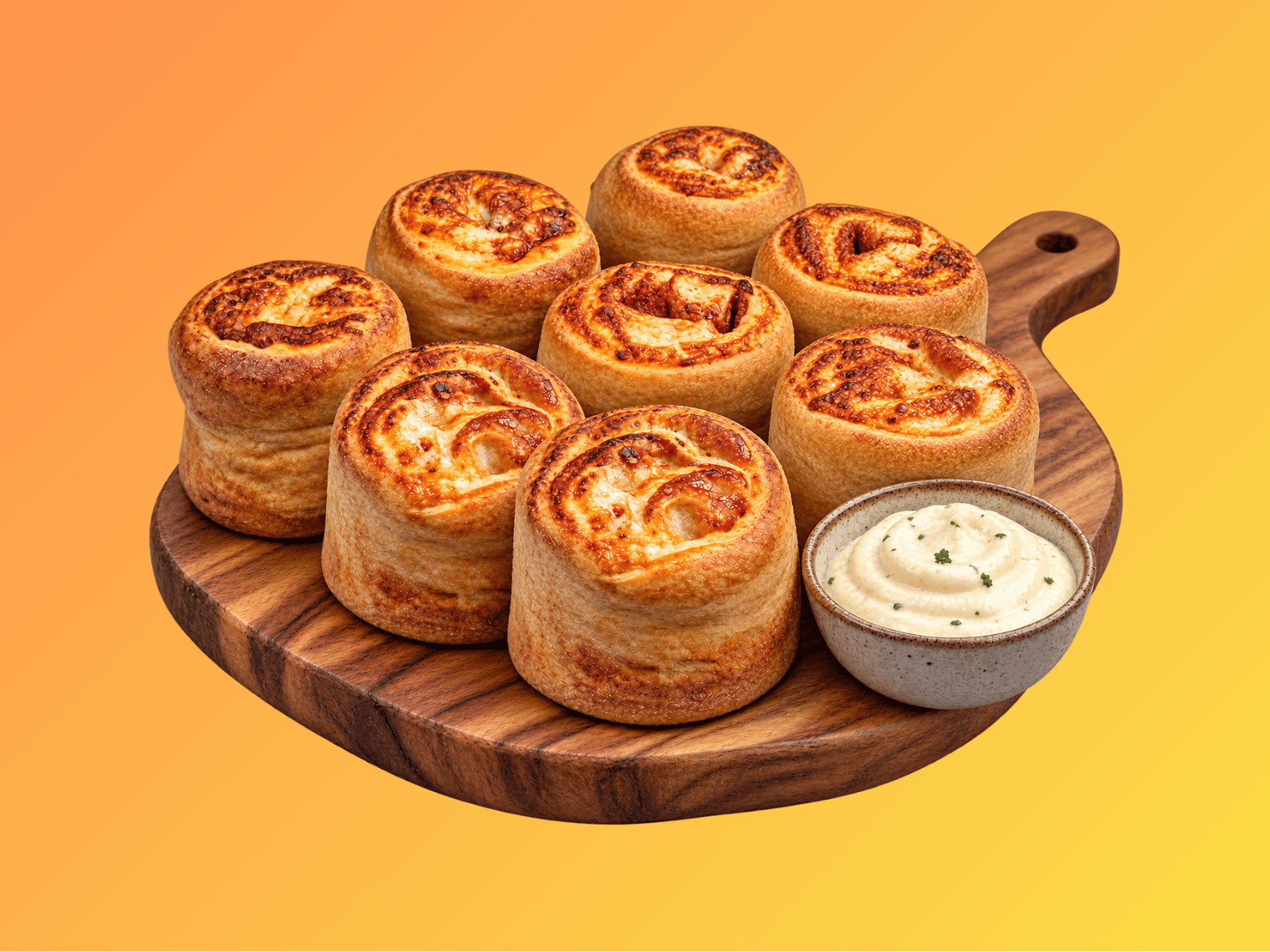 Gefüllte Pizzabrötchen mit Käse und Aioli